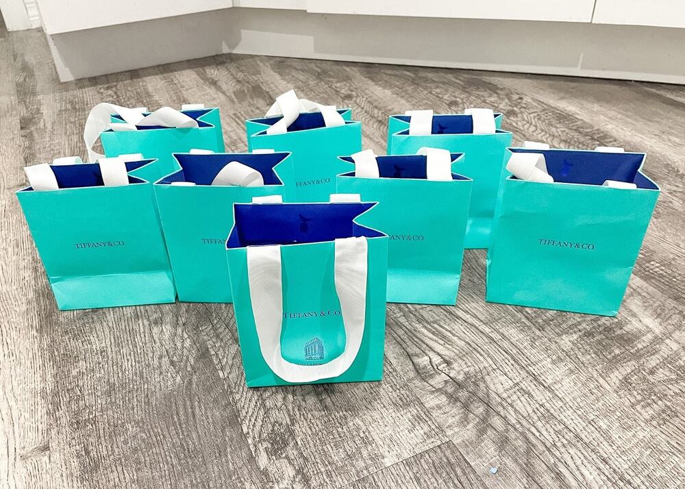 8 PCS Tiffany & Co. Small Blue Paper Bird On Rock Shopping Gift Bags 6x5x3